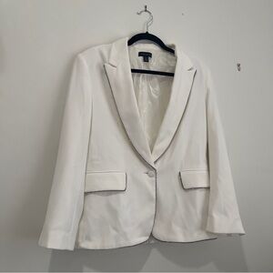 White Rhinestone Trim Blazer